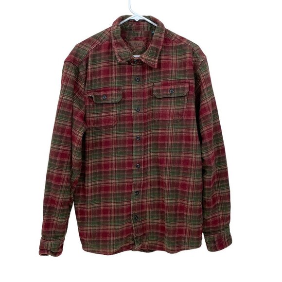 Orvis Flannel Men's XL Shirt Shacket Heavy with Side Pockets Red Green Plaid - Picture 1 of 8